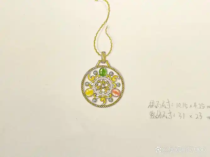 珠宝设计镶嵌|一组翡翠吊坠手绘图