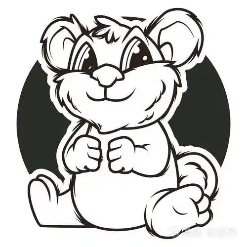 滑稽熊黑白矢量图