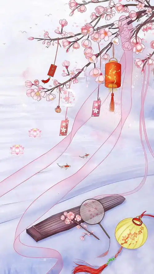 原创古风唯美宫廷中国风商业插画板绘,手机壳插画设计