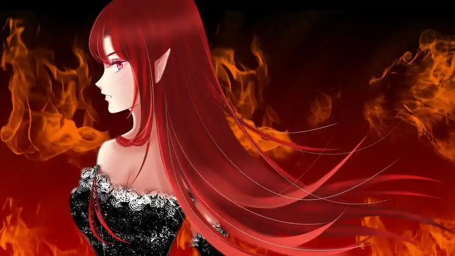 火焰动漫动漫少女红发女孩壁纸大赛壁纸封面图动漫火焰中红发女孩壁纸