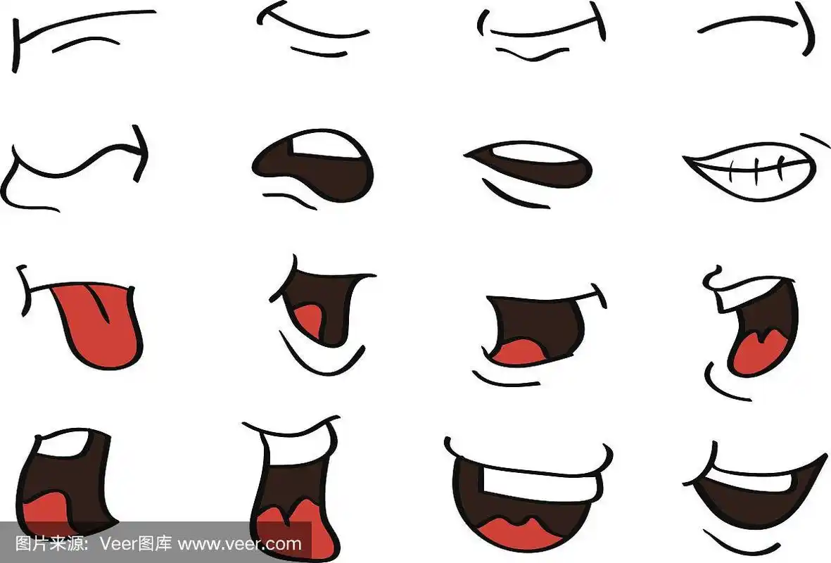卡通,人的嘴,白色,矢量,面部表情