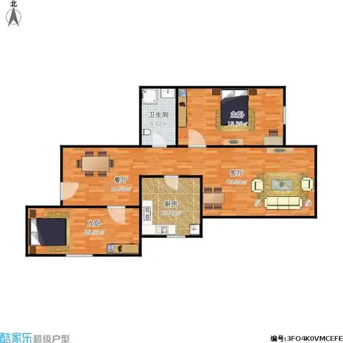 户型设计 1 1 北京 和谐雅园 套内面积:94.