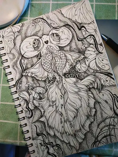 黑白鱼系列一|插画|创作习作|风筝线儿 - 原创作品 - 站酷 (zcool)