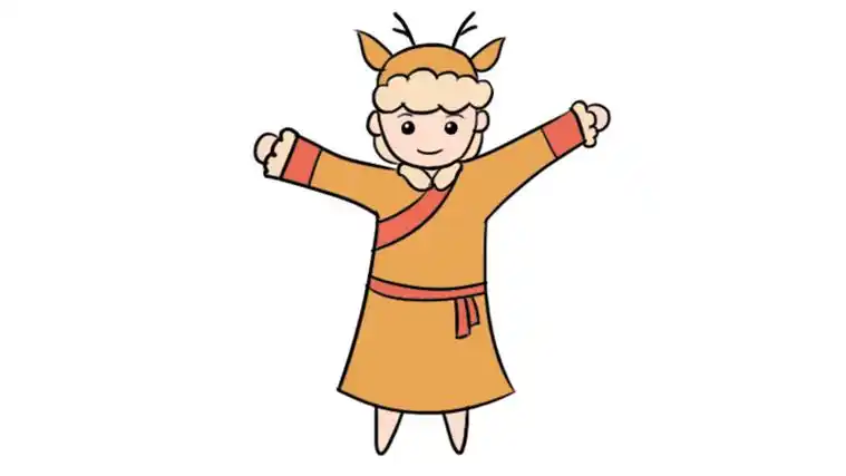 鄂伦春族服饰涂色画