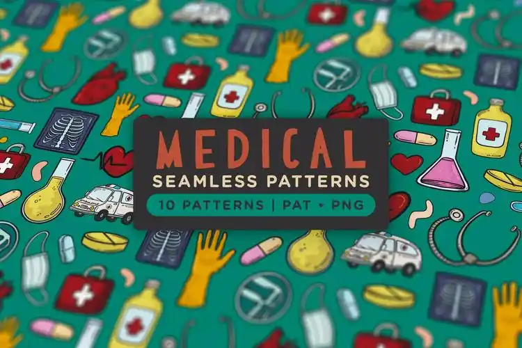 变色鱼提供国外设计素材医用相关设备医疗主题无缝图案背景素材