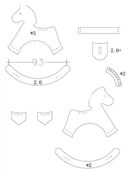 手工皮具图纸木马挂件