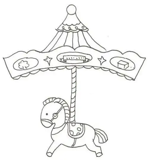 旋转木马的简笔画画
