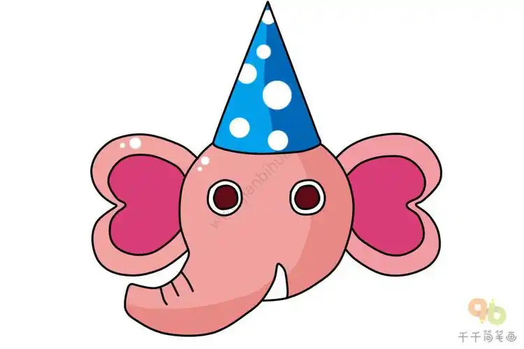 戴帽子的大象头像简笔画