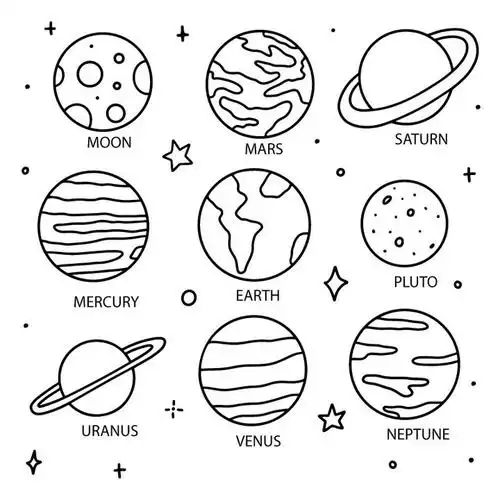 八大行星天文科普图片免抠素材材质贴图ui设计表情包简笔画插画更多