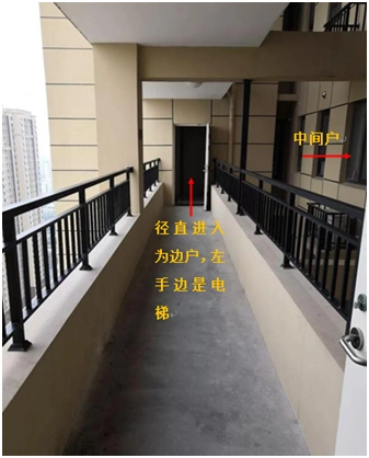 连廊外部实景为了保证每一户都能做到南北通透,开发商设计了一种