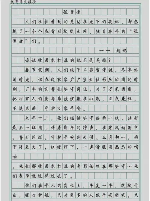 优秀作文摘抄孤勇者