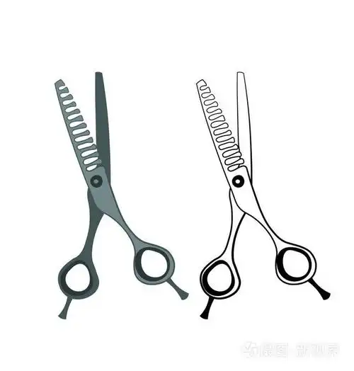 美发师剪刀.彩色和黑白版本.孤立的对象.美容行业.矢量图