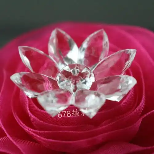 透明水晶莲花形亚克力珠 diy饰品工艺品配件单孔镀金8瓣花珠子34m