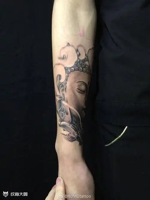小臂佛头_纹身图案手稿图片_许建的纹身作品集