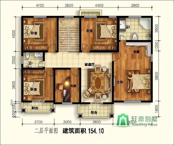 15x10米二层田园风格农村自建房轩鼎建筑设计