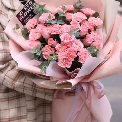 花束韩式母亲节康乃馨混搭鲜花速递同城北京送花妈妈鲜花速递同城