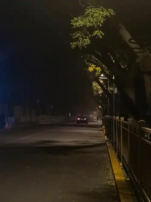 夜晚雾蒙蒙的街头