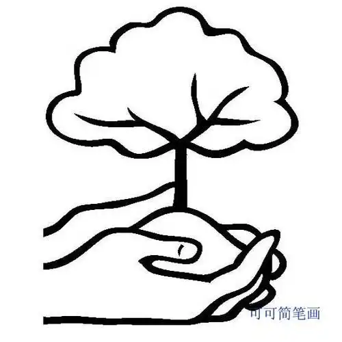卡通简笔画,怎么画手捧树苗的简笔画图片,手捧树苗简笔画.