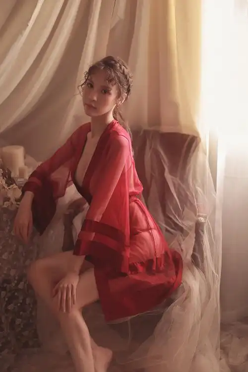 热卖全透视睡袍女性感睡裙开衫宽松绑带透明火辣诱惑骚情趣睡衣家居服