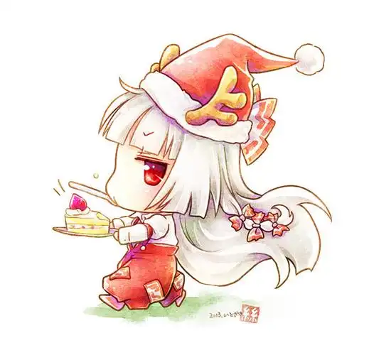 q版圣诞节驯鹿拟人鹿角吃蛋糕傲娇的驯鹿小姐