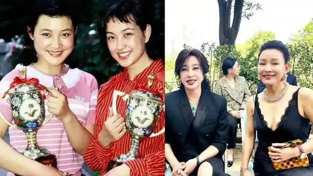 刘晓庆颜值回春和62岁陈冲牵手同框如同姐妹关系好