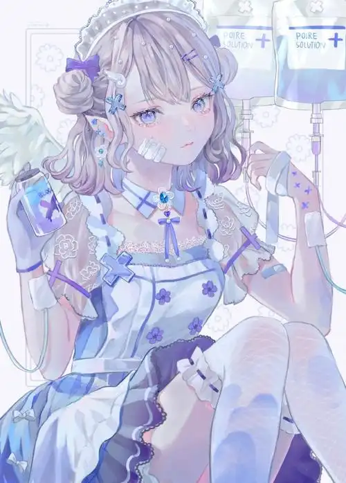 水蓝梦幻紫少女插画