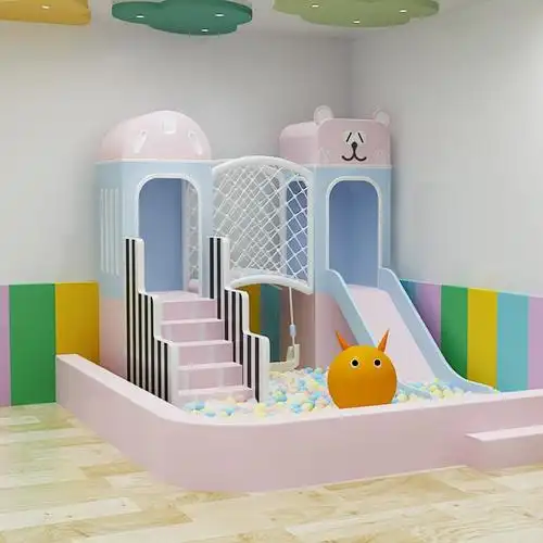 家庭小型淘气堡5岁乐园小房子式游乐场设备滑滑梯儿童室内用加高