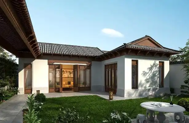 新中式 古建新中式徽派建筑门头 屋檐瓦片 屋顶大门新中式水景 门头