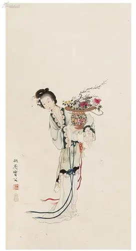 (明)仇英《 仕女》.