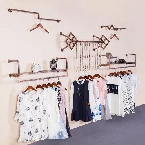 服装店展示架上墙女装壁挂式组合衣服架子挂衣架童装店铺货架侧挂