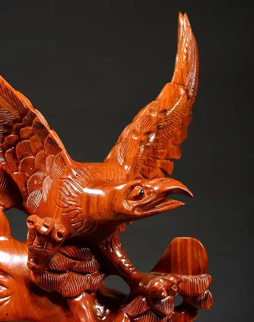 奈希森花梨实木雕刻老鹰摆件大展宏图雄鹰家居客厅玄关