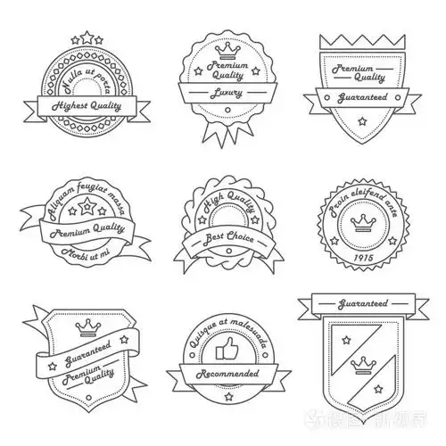 一套单色拉链老式标签标志和徽章模板插画-正版商用图片0bcg51-摄图新
