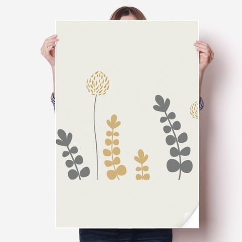 蒲公英抽象花卉北欧插画海报贴纸80x55cm墙贴纸卧室家居装饰
