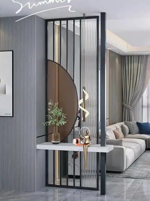轻奢长虹玻璃隔断玄关柜现代简约入户门客厅