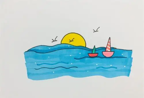 大海怎么画_风景简笔画_简笔画大全