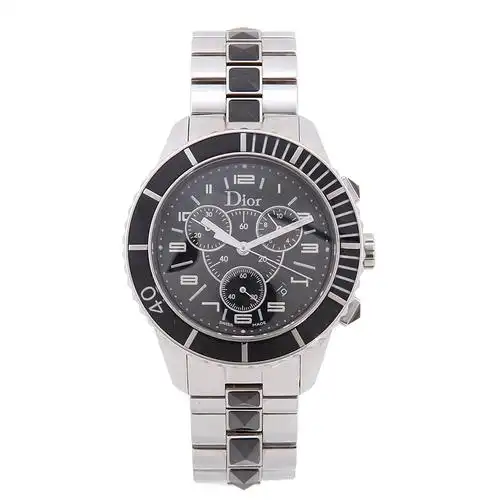 dior迪奥圆形表盘指针式三眼计时男士手表 银泰百货旗舰店