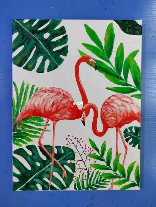 丙烯画装饰画  火烈鸟