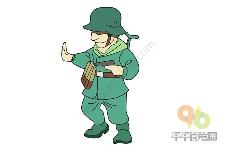 二战德军士兵简笔画步骤图