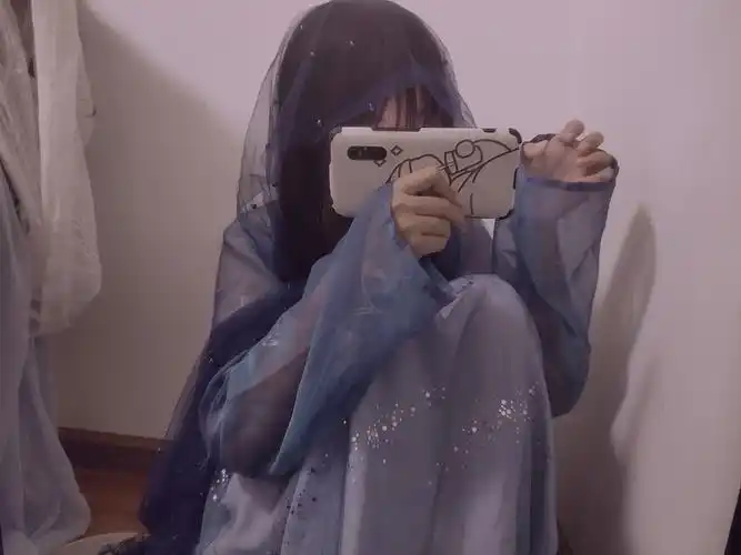 女头古风汉服挡脸