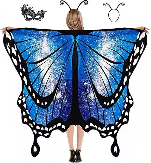 蝴蝶翅膀 女式 女孩 儿童 万圣节服装 蝴蝶披肩 仙女 斗篷 nymph