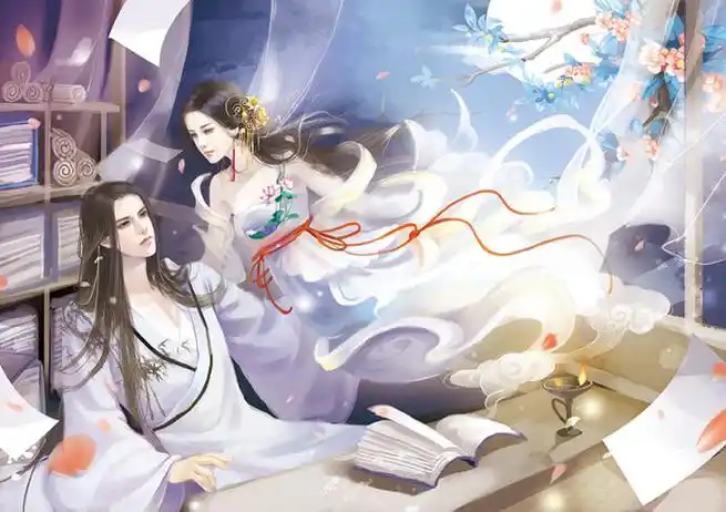 指尖糖 飘逸古风古韵 古装美人 手绘言情风 小说 美腻 素材 壁纸 插画