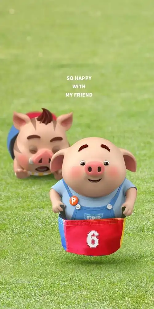 壁纸分享,可爱的猪小屁,一只快乐的小猪
