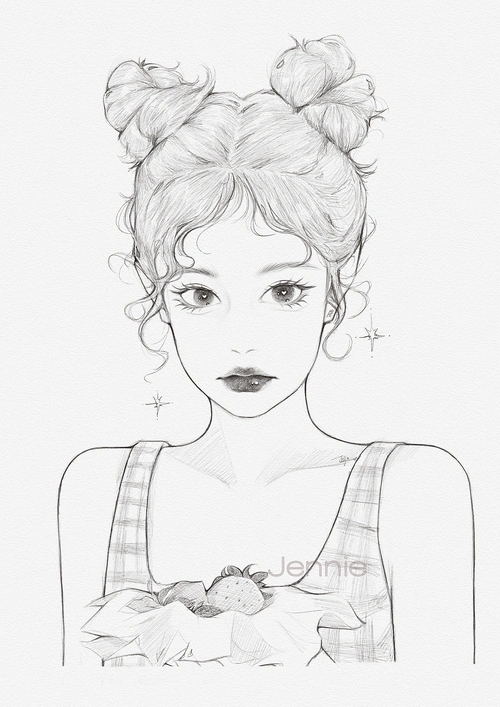 jennie速写|插画|创作习作|充电中的pikajo - 原创作品 - 站酷 (zcool