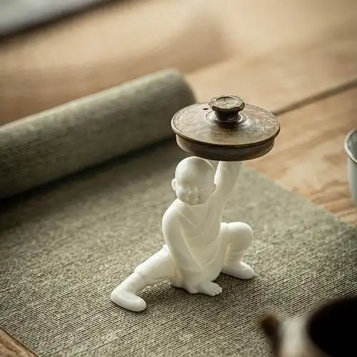 禅意陶瓷手工艺品人物功夫小和尚摆件创意茶道小号摆件