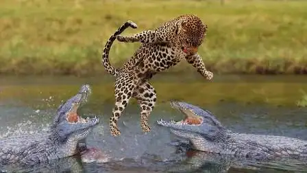 豹子在河边喝水,结果惨遭鳄鱼偷袭,镜头记录豹子绝望瞬间