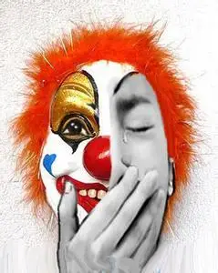 求,戴一半哭一半笑的面具,穿西装的男生图片 要遮住半张脸的.