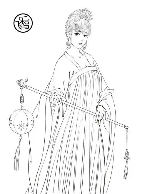 古风汉服人物手绘线稿120张效果图线稿合集