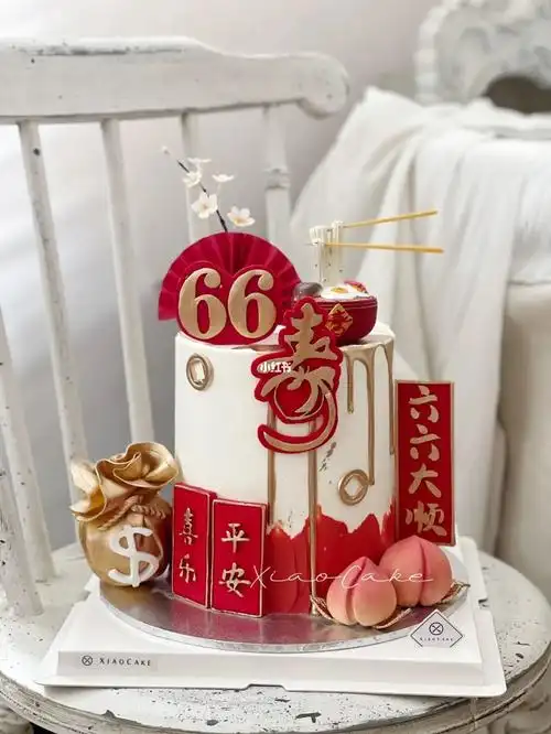 上海蛋糕定制  #生日蛋糕晒一晒  #半翻糖奶油蛋糕  #老人祝寿蛋糕