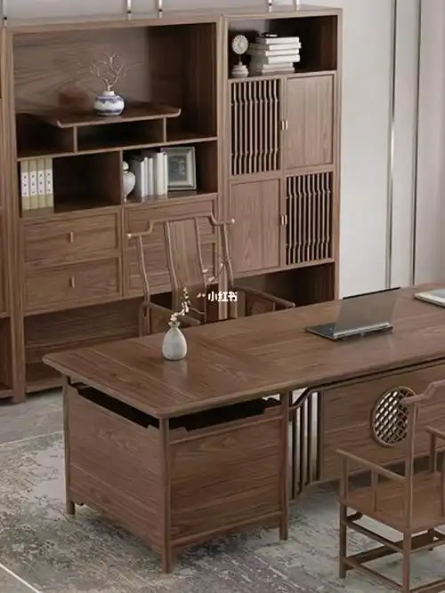 新中式办公桌禅意大班台实木总裁书画桌