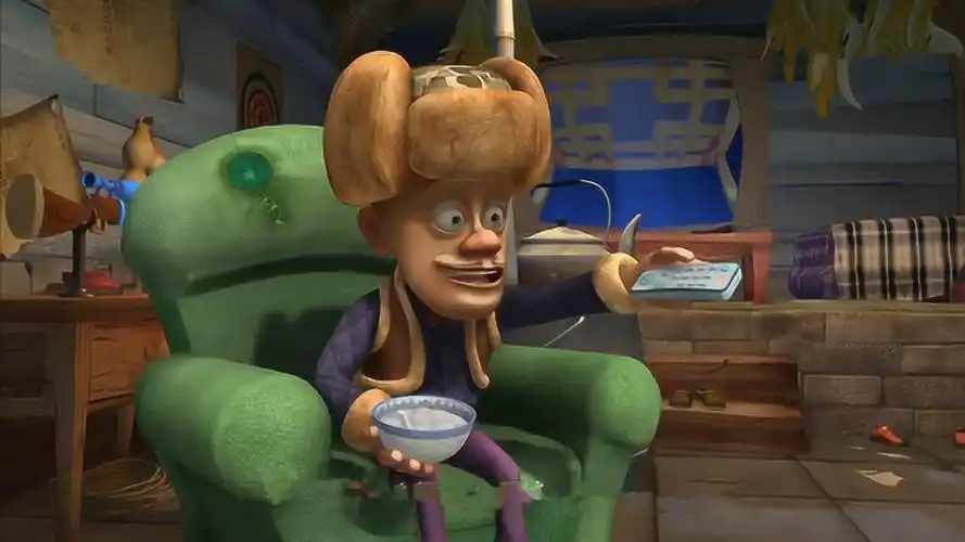 熊出没光头强元宵节边看电视边吃汤圆